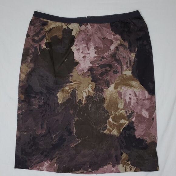 6P ANN TAYLOR LOFT PETITES PURPLE TAN WATERCOLOR FLORAL CAREER SKIRT 6 Petite - Picture 1 of 10